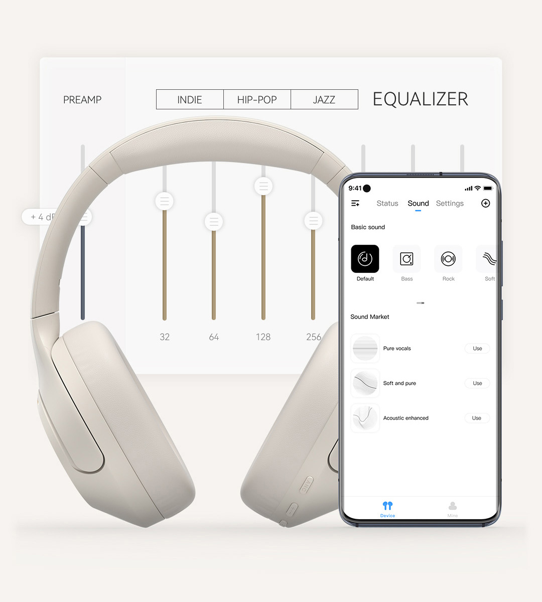 Haylou S35 ANC next to smartphone