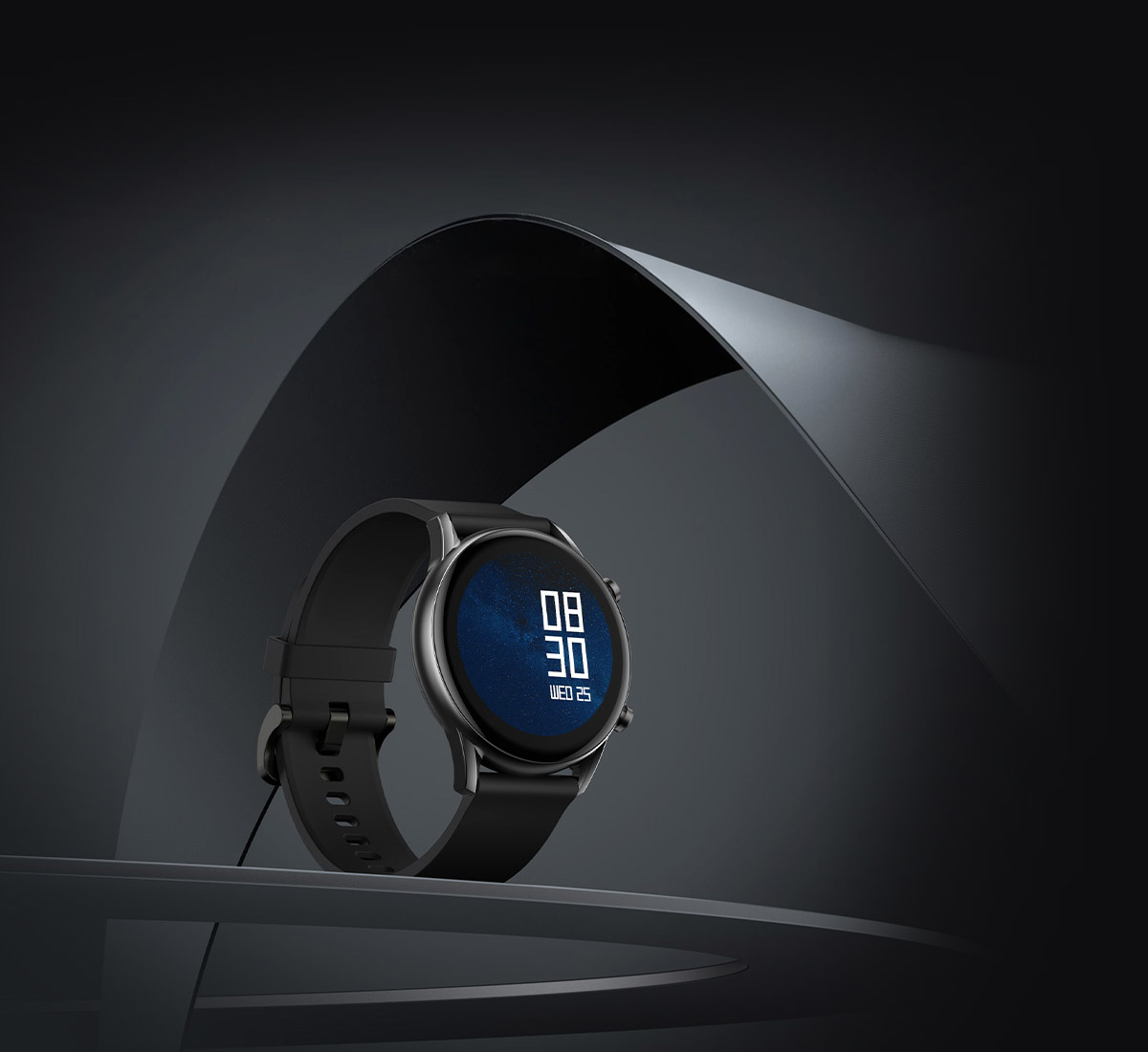 Haylou RT2 smartwatch on a dark background